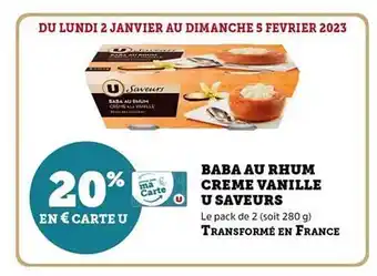 Hyper U Baba au rhum crème vanille u saveurs offre