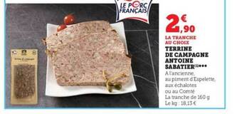 Hyper U Terrine de campagne antoine sabatier offre