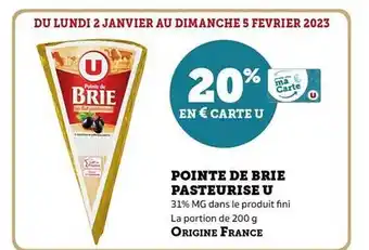 Hyper U Pointe de brie pasteurisé u offre