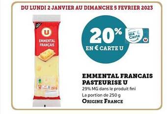 Hyper U Emmental français pasteurisé u offre
