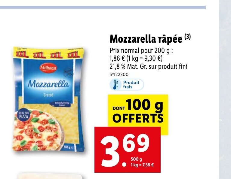 Promo Mozzarella Rapee chez Lidl