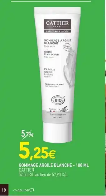 naturéO Gommage argile blanche cattier offre