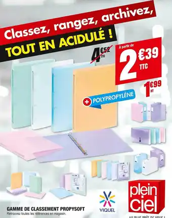 Plein ciel Gamme de classement propysoft offre