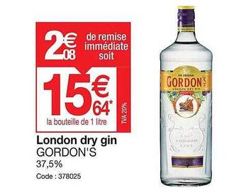 Promocash London dry gin gordon's offre