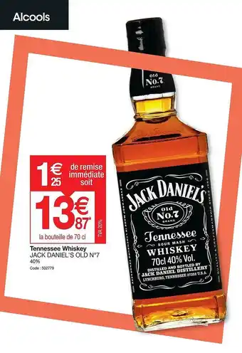 Promocash Tennesse whiskey jack daniel's old n°7 offre