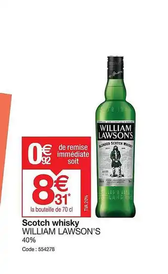 Promocash Scotch whisky william lawson's offre