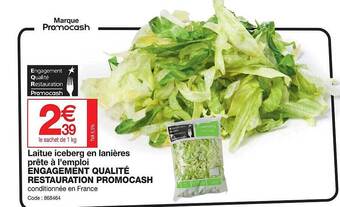 Promocash Laitue iceberg en lanières prête à l'emploi engagement qualité restauration promocash offre