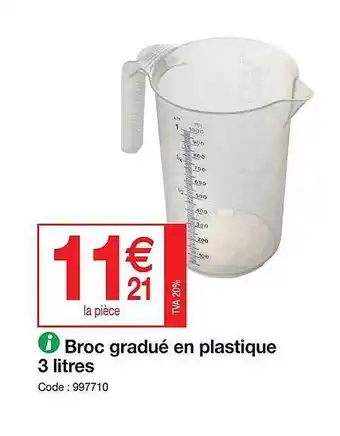 Promocash Broc gradué en plastique 3 litres offre