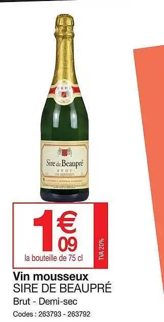 Promocash Vin mousseux sire de beaupré offre