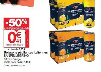 Promocash Boissons pétillantes italiennes san pellegrino offre