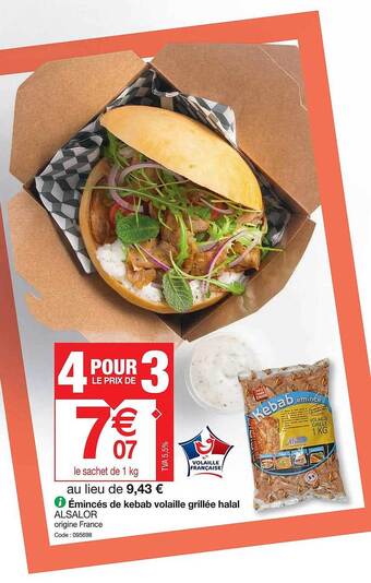 Promocash Émincés de kebab volaille grillée halal alsalor offre