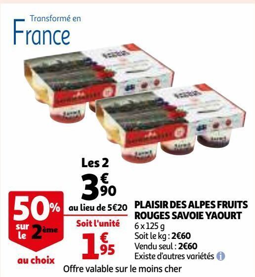 Promo Plaisir des alpes fruits rouges savoie yaourt chez Auchan