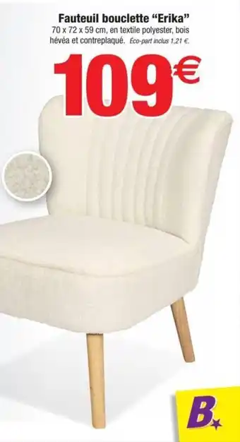 Bazarland Fauteuil bouclette "erika" offre