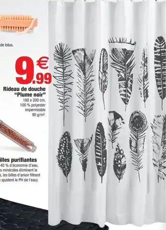 Bazarland Rideau de douche "plume noir" offre