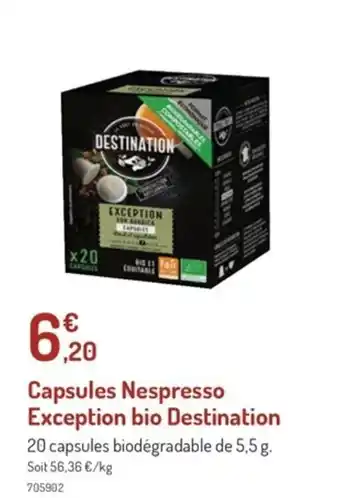 Botanic Capsules nespresso exception bio destination offre