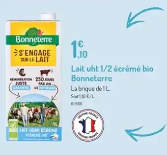 Botanic Lait uht 1/2 écrémé bio BONNETERRE offre