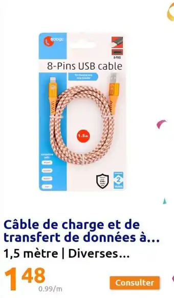 Action Câble de charge et de transfert de données offre