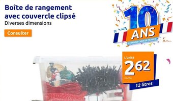 Action Boîte de rangement avec couvercle clipsé offre