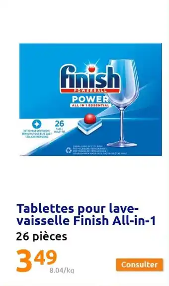 Action Tablettes pour lave-vaisselle finish all-in-1 offre