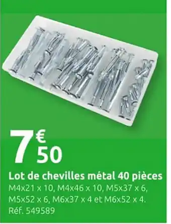 Mr Bricolage Lot de Chevilles Metal 40 Pièces offre