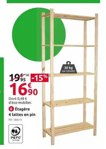 Mr Bricolage Etagere 4 Lattes En Pin offre