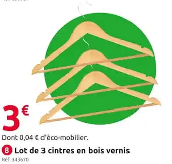 Mr Bricolage Lot de 3 Cintres En Bois Vernis offre