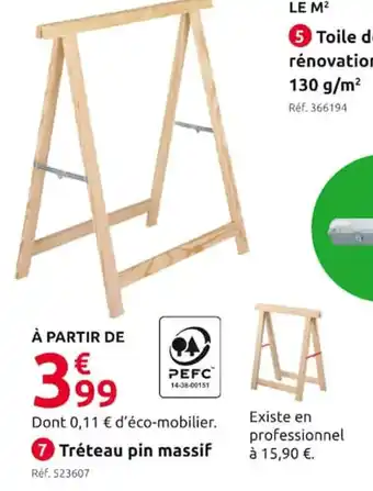 Mr Bricolage Treteau Pin Massif offre