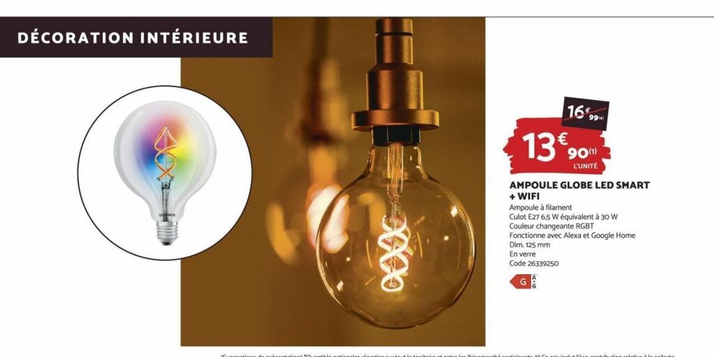 Promo Ampoule Globe led Smart +Wifi chez