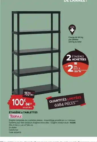 Bricomarché Étagère 5 Tablettes offre