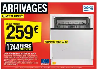 Brico Dépôt Lave-Vaisselle Encastrable 60cm offre