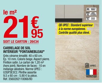 Brico Dépôt Carrelage de Sol Intérieur Fontainebleau offre