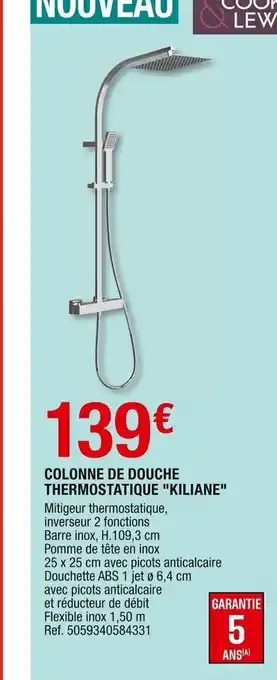 Brico Dépôt Colonne de Douche thermostatique Kiliane offre