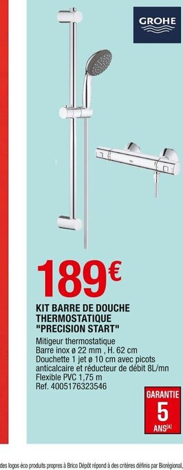 Kit Barre de Douche Thermostatique Precision Start
