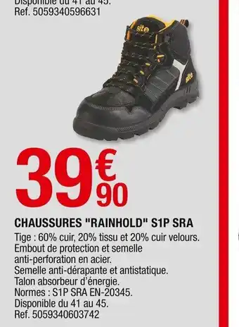 Brico Dépôt Chaussures Rainhold S1P Sra offre
