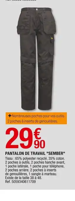 Brico Dépôt Pantalon de Travail Sember offre