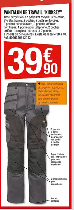 Brico Dépôt Pantalon de Travail Kirksey offre
