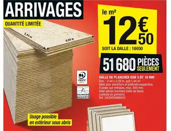 Brico Dépôt Dalle de Plancher OSB 3 18mm offre