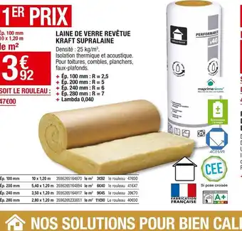 Brico Dépôt Laine de verre Revêtue Kraft Supralaine offre