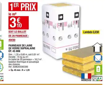 Brico Dépôt Panneau de Laine de Verre Supralaine offre