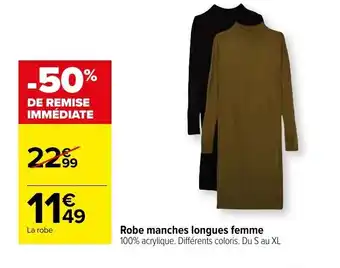 Carrefour Robe Manches Longues Femme offre