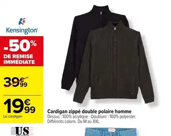 Carrefour Cardigan Zippe Double Polaire homme offre