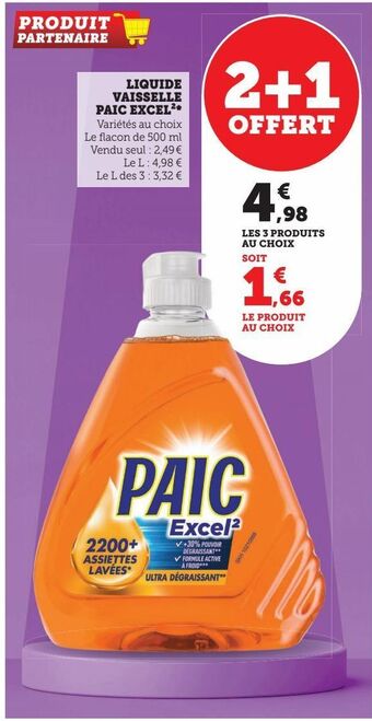 Super U Liquide vaisselle paic excel offre