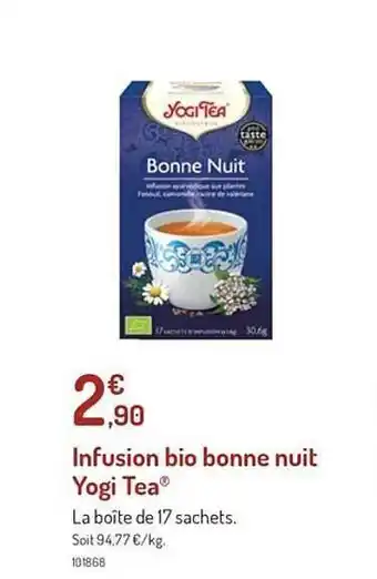 Botanic Infusion bio bonne nuit yogi tea offre