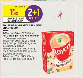 Intermarché Soupe déshydratée crémeuse champignon royco offre