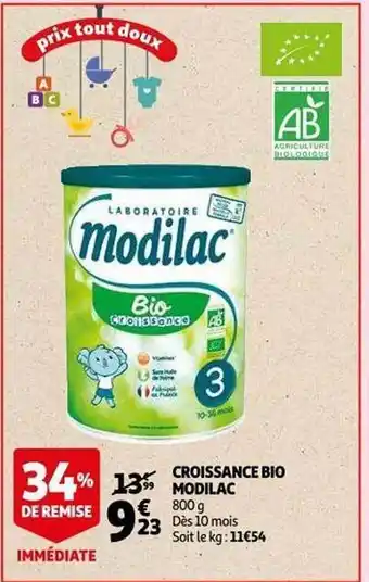 Auchan Croissance bio modilac offre