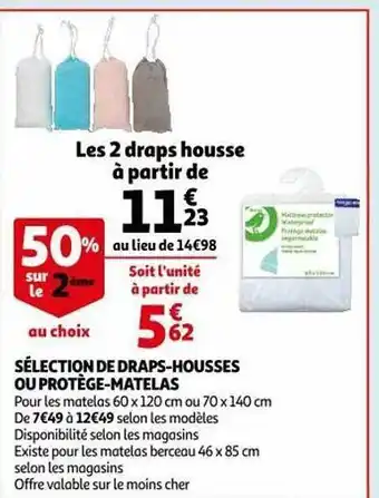Sélection de draps-housses ou protège-matelas