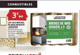 Bricomarché Lot de 2 bûches de bois densifié coteka offre