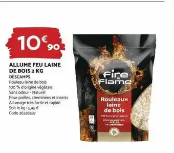 Bricomarché Allume feu laine de bois 2 kg offre