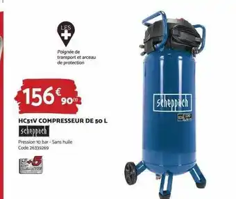 Bricomarché Hc51v compresseur de 50 l scheppach offre