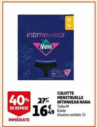 Auchan Culotte menstruelle intimwear nana offre